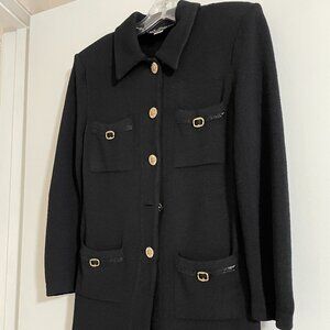 St. John Collection Black Gold Santana Knit Wool Blazer Size 6